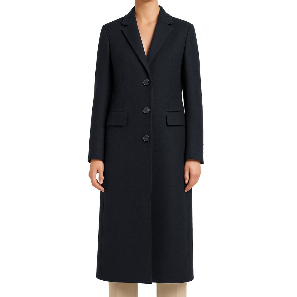 Made in Italy Schwarzer Wollmantel für Frauen