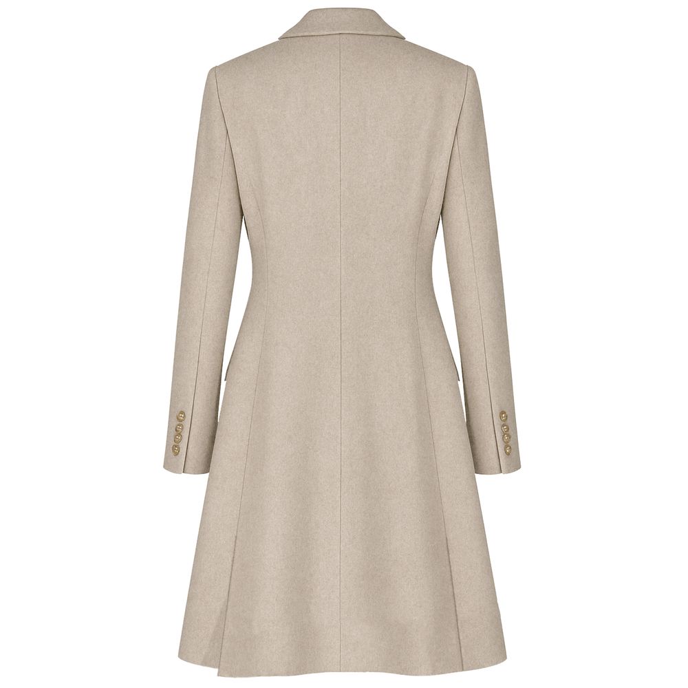 Made in Italy Beigefarbener Wollmantel für Frauen