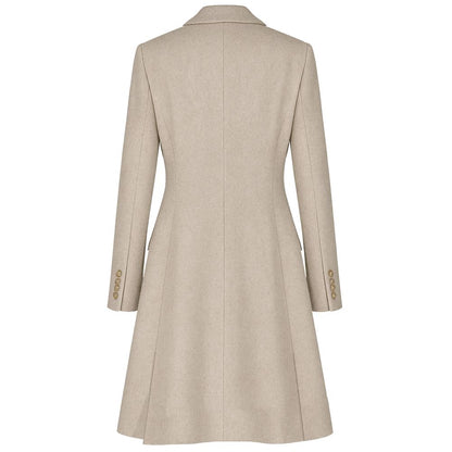 Made in Italy Beigefarbener Wollmantel für Frauen
