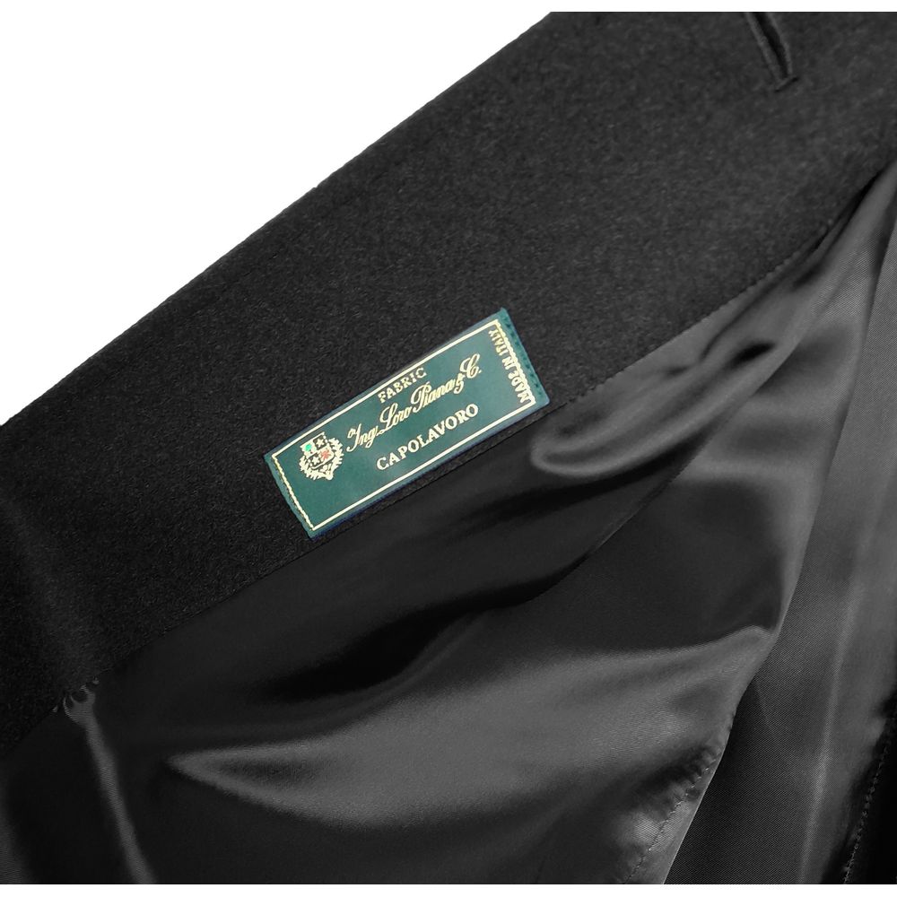 Made in Italy Schwarzer Wollmantel für Frauen