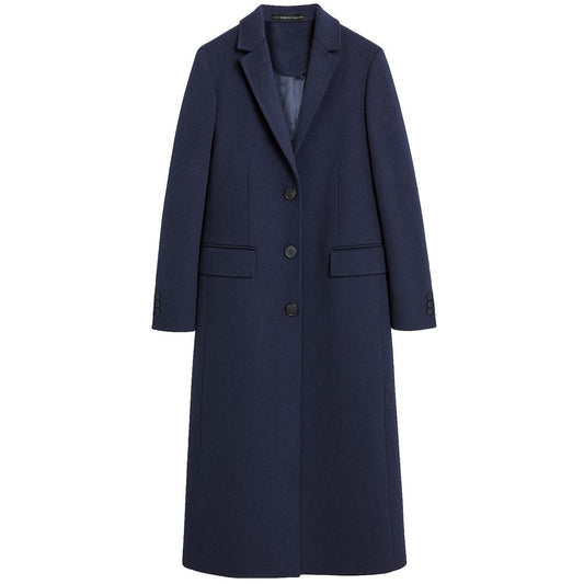 Made in Italy Blauer Wollmantel für Frauen