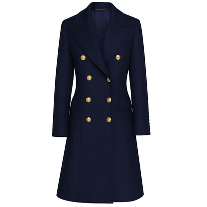 Made in Italy Blauer Wollmantel für Frauen