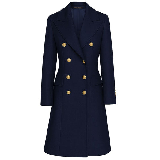 Made in Italy Blauer Wollmantel für Frauen