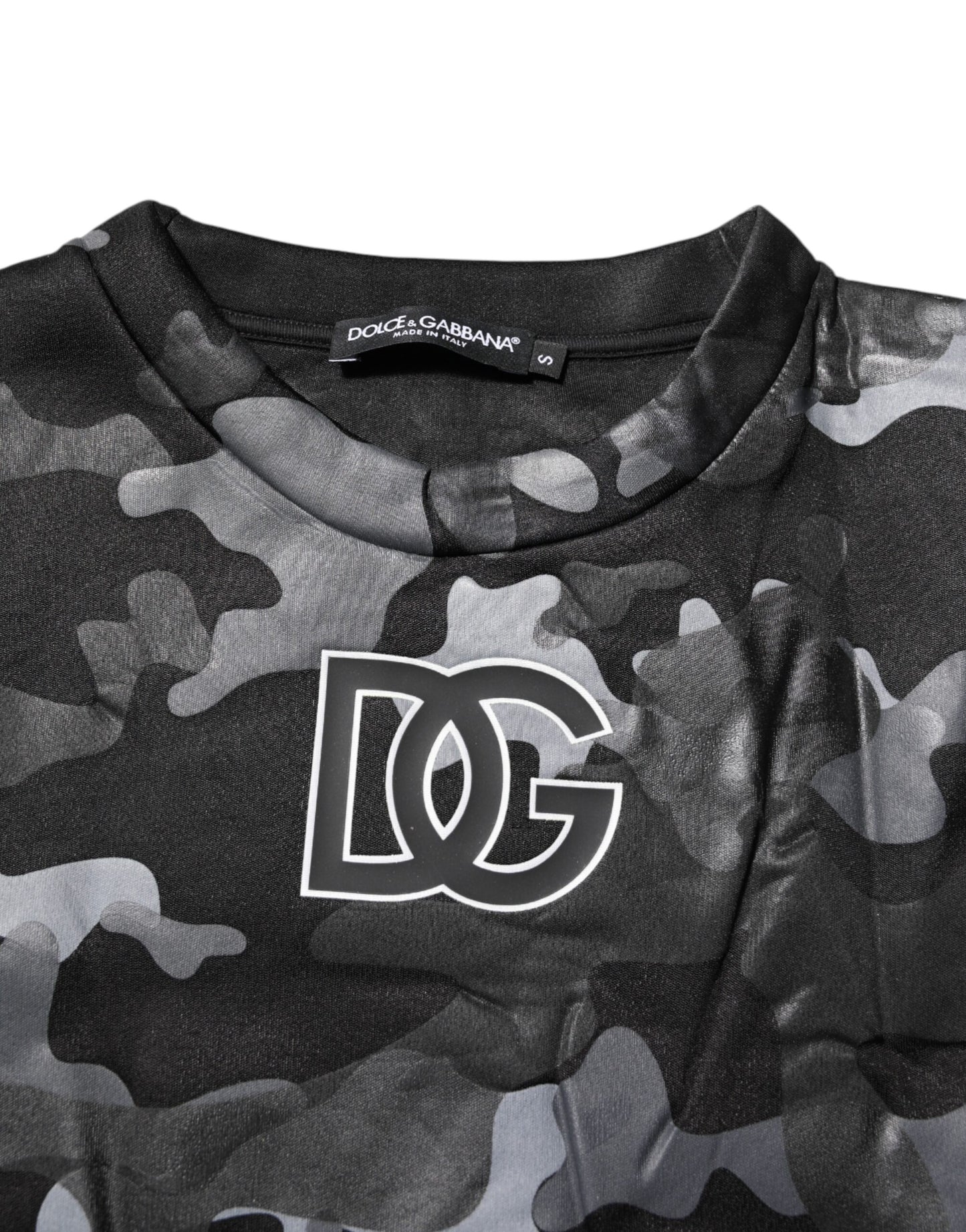 Dolce & Gabbana Schwarzes Camouflage Rundhals-Sweatshirt Pullover