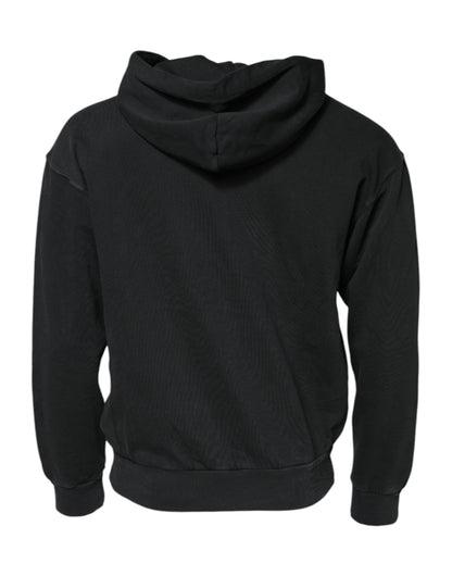 Dolce & Gabbana Schwarzes Logo FullZip Sweatshirt mit Kapuze Pullover