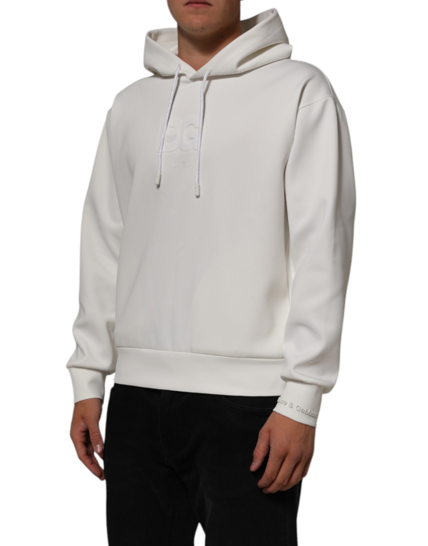 Dolce & Gabbana Weißes Logo-Kapuzen-Sweatshirt für Männer Pullover