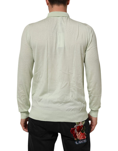 Dolce & Gabbana Hellgrüner Logo-Rollkragenpullover