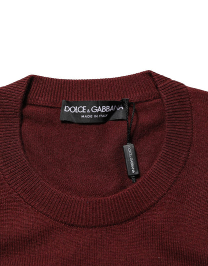 Dolce & Gabbana Kastanienbrauner Kaschmirpullover mit Rundhalsausschnitt