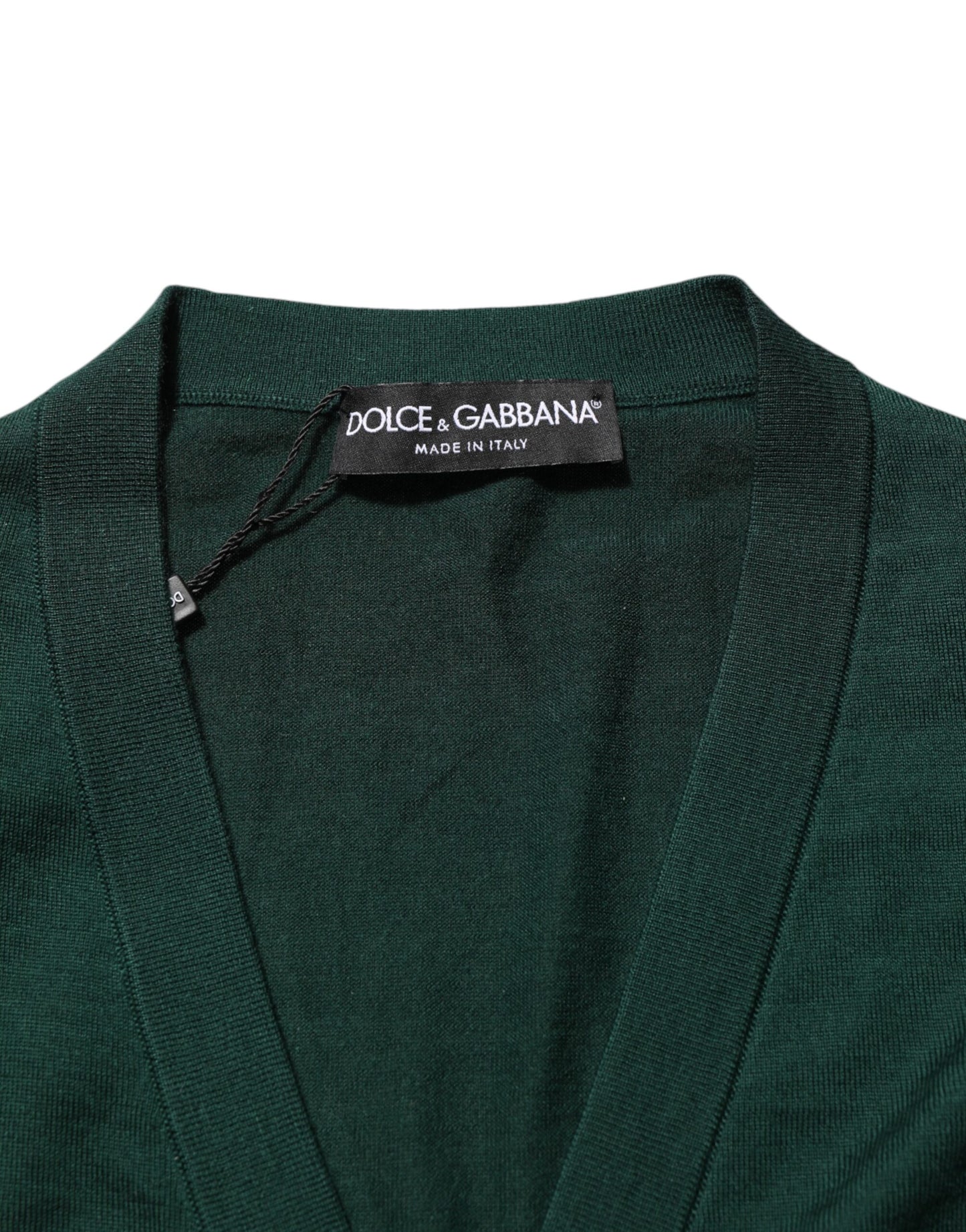 Dolce & Gabbana Dunkelgrüner Button Down Herren Strickjacke Pullover