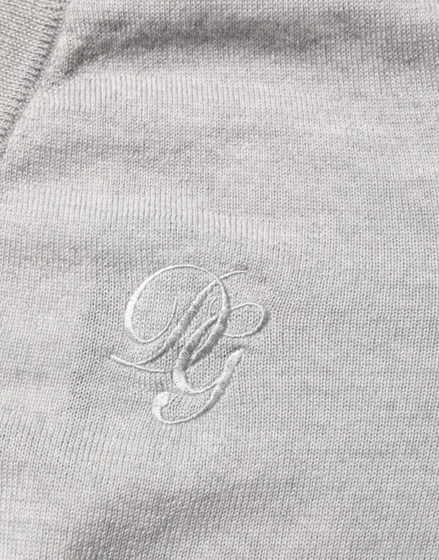 Dolce & Gabbana Grauer Wollstrick-Logo-Pullover mit V-Ausschnitt