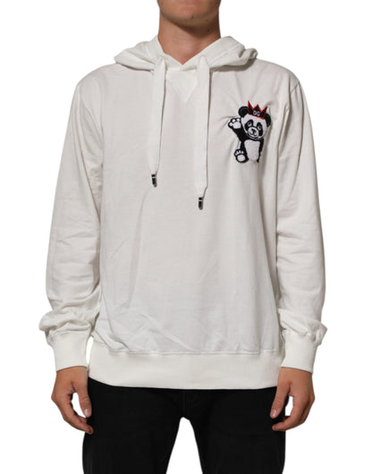 Dolce & Gabbana Off White Cotton Panda Sweatshirt mit Kapuze Pullover