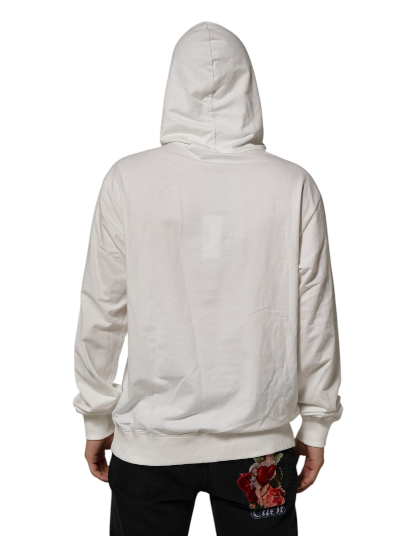 Dolce & Gabbana Off White Cotton Panda Sweatshirt mit Kapuze Pullover