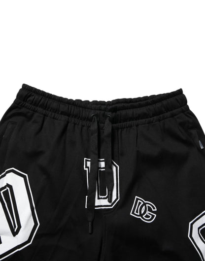 Dolce & Gabbana Schwarzer Logodruck Baumwolle Casual Bermuda Short