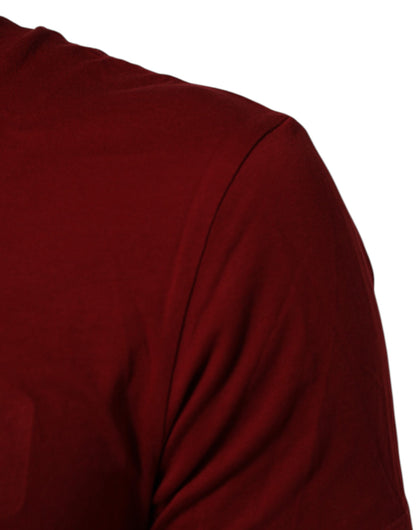 Dolce & Gabbana Maroon Logo Rundhalsausschnitt Kurzarm-T-Shirt
