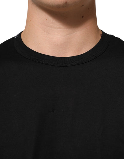 Dolce & Gabbana Schwarzes Goodluck 2021 Baumwoll-T-Shirt mit Rundhalsausschnitt