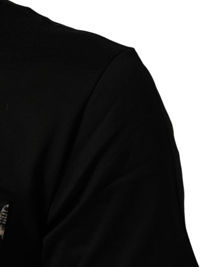 Dolce & Gabbana Schwarzes T-Shirt mit Rundhalsausschnitt aus Baumwolle mit Musical-Druck