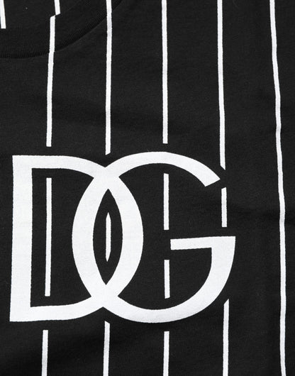 Dolce & Gabbana Schwarzes Baumwoll-T-Shirt mit Rundhalsausschnitt und Polka-Dots