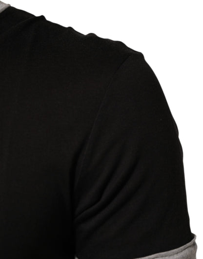 Dolce & Gabbana Schwarzes T-Shirt mit Rundhalsausschnitt aus Baumwolle mit Logodruck für Männer