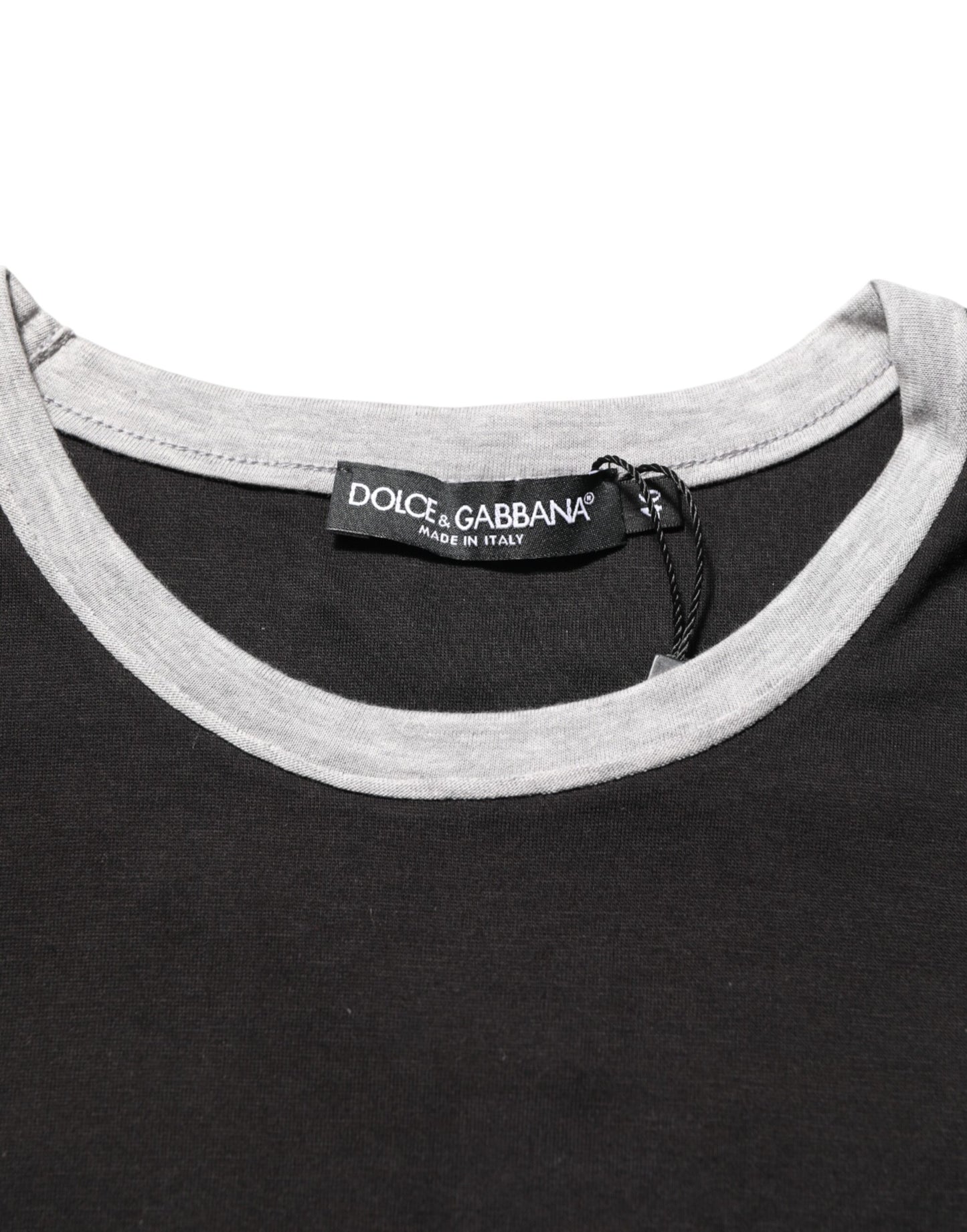 Dolce & Gabbana Schwarzes T-Shirt mit Rundhalsausschnitt aus Baumwolle mit Logodruck für Männer