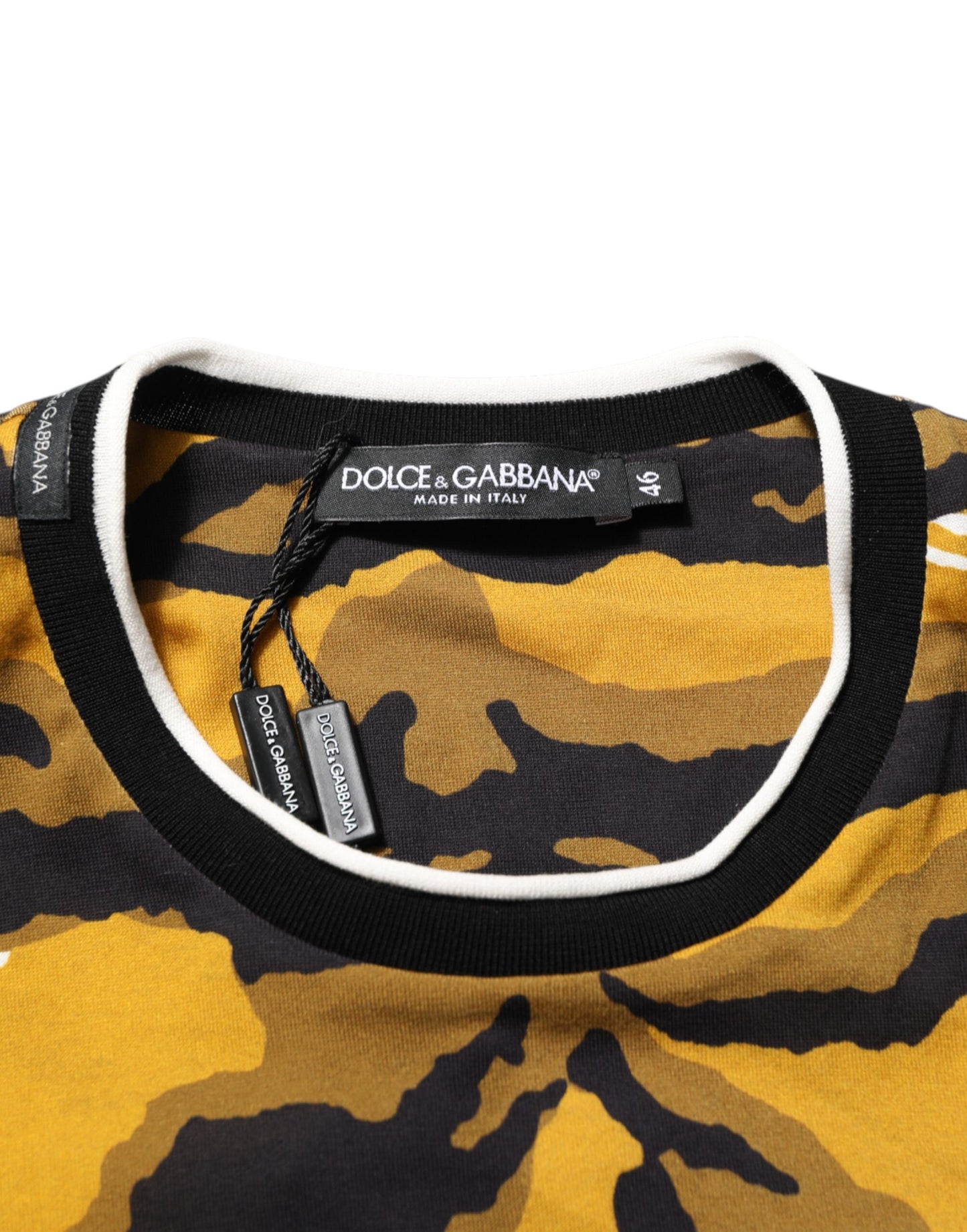 Dolce & Gabbana Multicolor Leopard Palm Leaf Männer Rundhals-T-Shirt