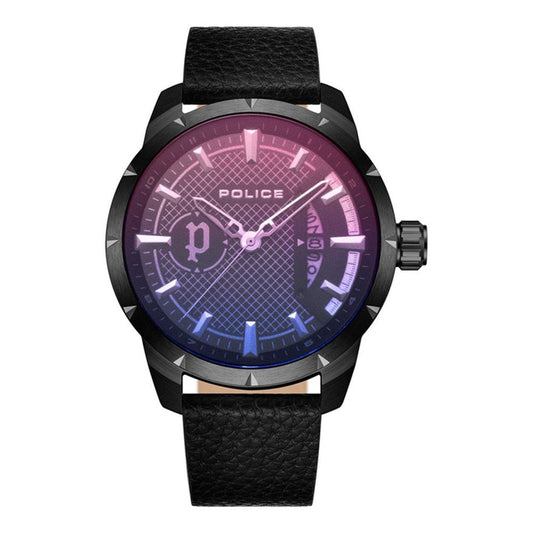 Police Schwarze Lederuhr