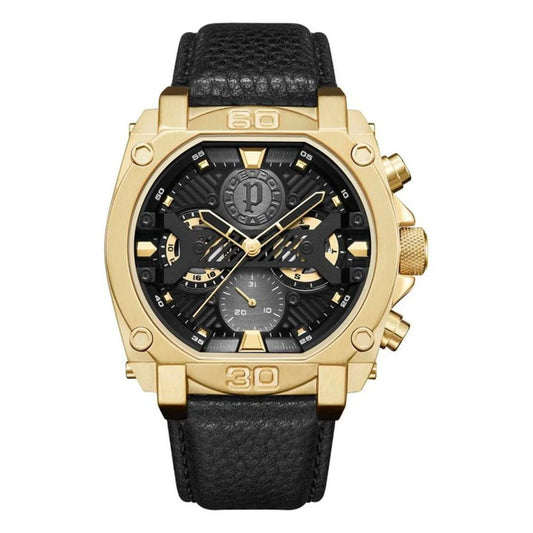 Police Schwarze Lederuhr