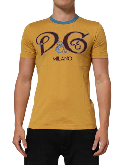 Dolce & Gabbana Gelbes Logo T-Shirt mit Rundhalsausschnitt und kurzen Ärmeln