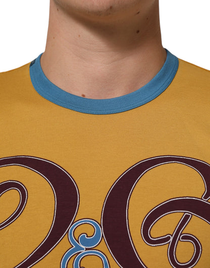 Dolce & Gabbana Gelbes Logo T-Shirt mit Rundhalsausschnitt und kurzen Ärmeln