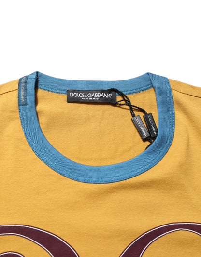 Dolce & Gabbana Gelbes Logo T-Shirt mit Rundhalsausschnitt und kurzen Ärmeln
