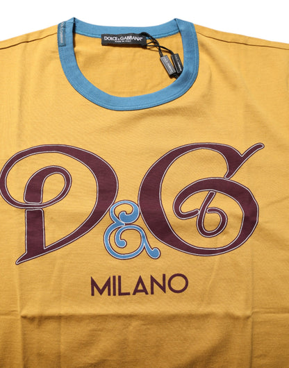 Dolce & Gabbana Gelbes Logo T-Shirt mit Rundhalsausschnitt und kurzen Ärmeln