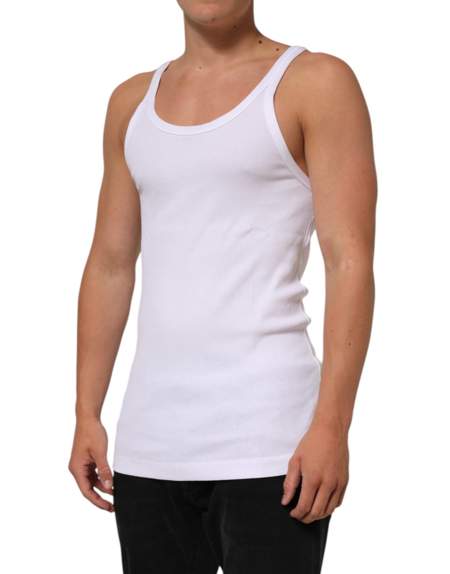 Dolce & Gabbana Weißes ärmelloses Rundhals-Tank-Top T-Shirt