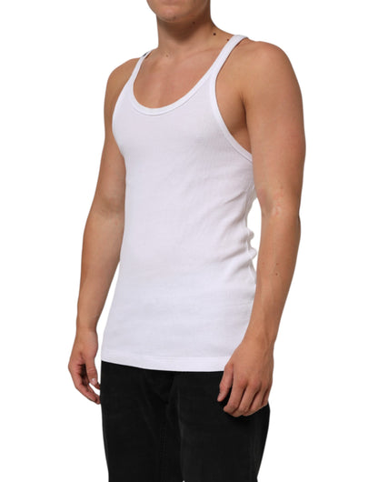 Dolce & Gabbana Weißes ärmelloses Rundhals-Tank-Top T-Shirt