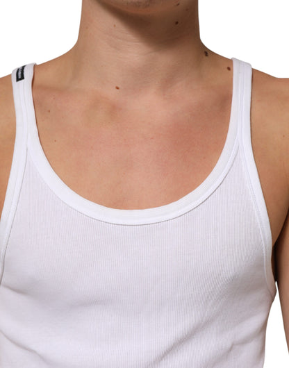 Dolce & Gabbana Weißes ärmelloses Rundhals-Tank-Top T-Shirt
