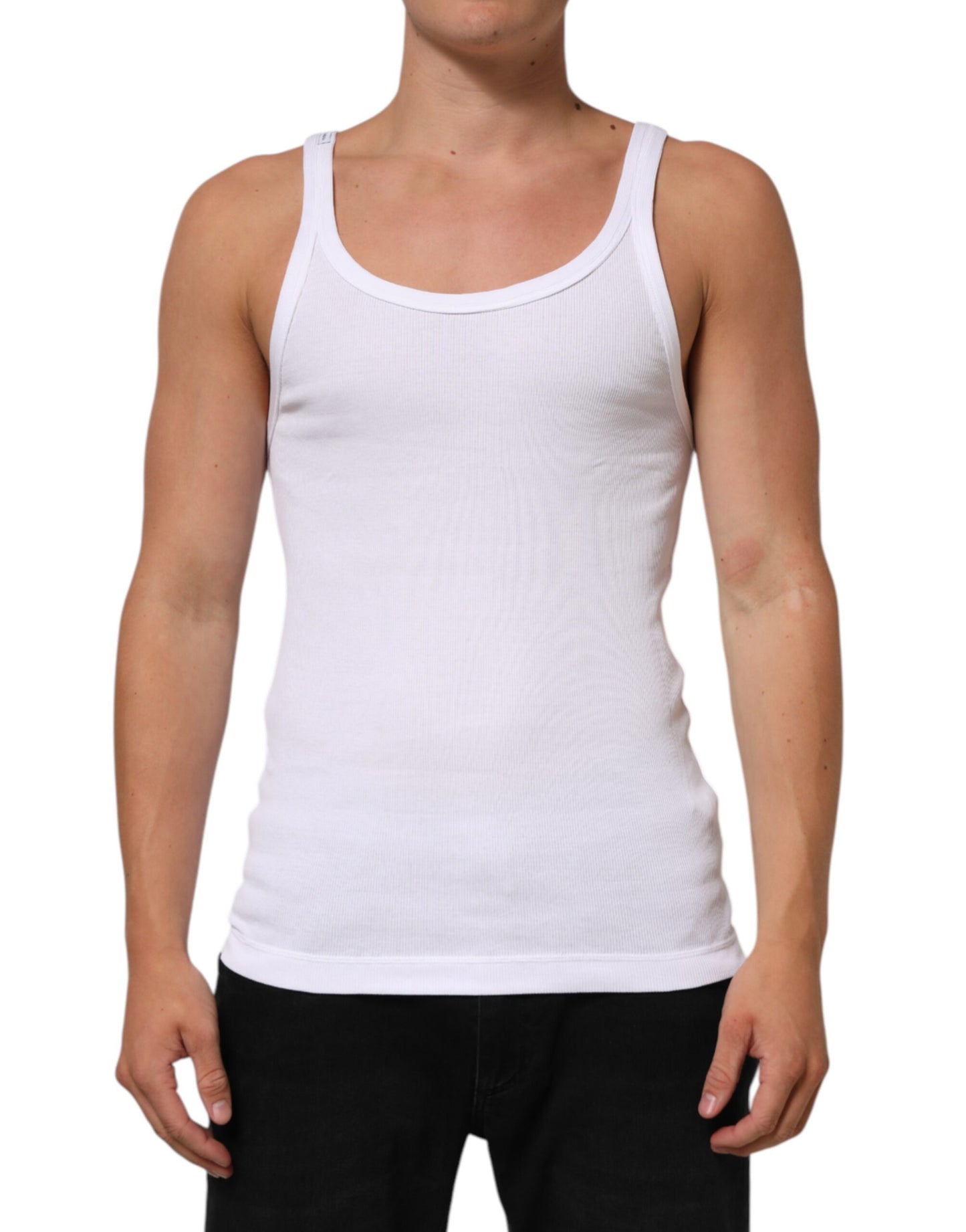 Dolce & Gabbana Weißes ärmelloses Rundhals-Tank-Top T-Shirt