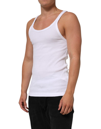 Dolce & Gabbana Weißes ärmelloses Rundhals-Tank-Top T-Shirt