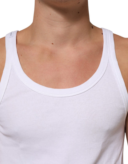 Dolce & Gabbana Weißes ärmelloses Tank-T-Shirt mit Rundhalsausschnitt