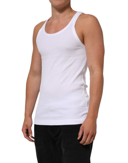 Dolce & Gabbana Weißes ärmelloses Rundhals-Tank-Top T-Shirt