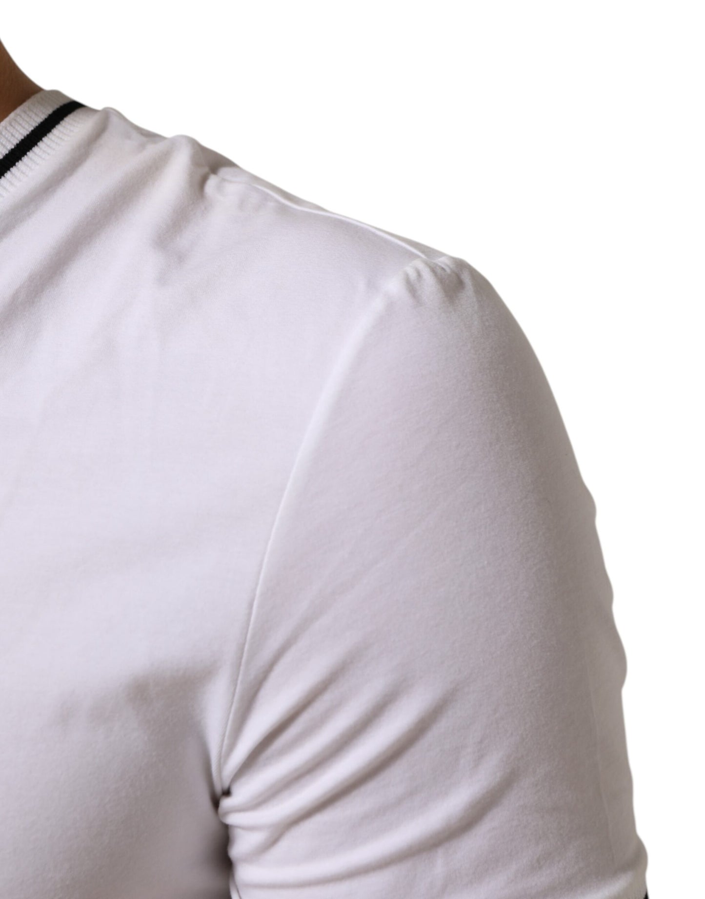 Dolce & Gabbana Weißes T-Shirt mit kurzen Ärmeln und tiefem V-Ausschnitt für Männer