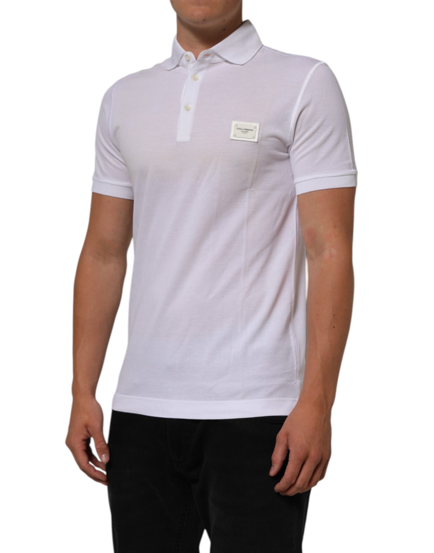 Dolce & Gabbana Weißes Polohemd mit kurzen Ärmeln für Männer mit Kragen