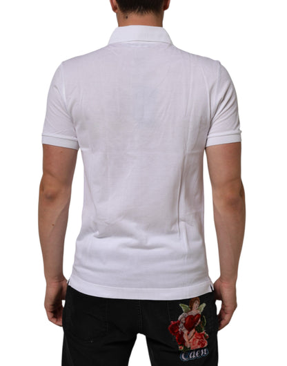 Dolce & Gabbana Weißes Polohemd mit kurzen Ärmeln für Männer mit Kragen