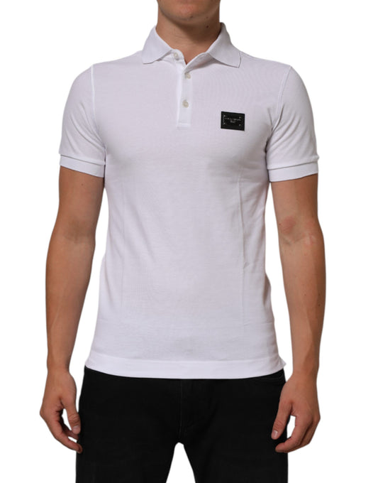Dolce & Gabbana Weißes Polohemd mit kurzen Ärmeln für Männer mit Kragen
