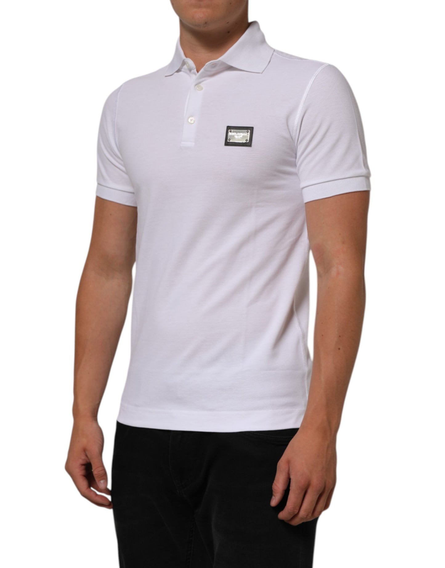 Dolce & Gabbana Weißes Polohemd mit kurzen Ärmeln für Männer mit Kragen