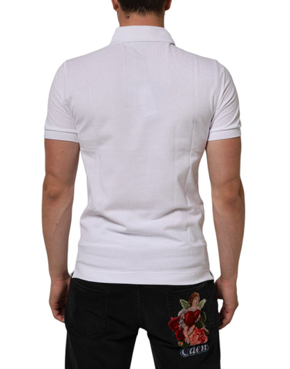 Dolce & Gabbana Weißes Polohemd mit kurzen Ärmeln für Männer mit Kragen