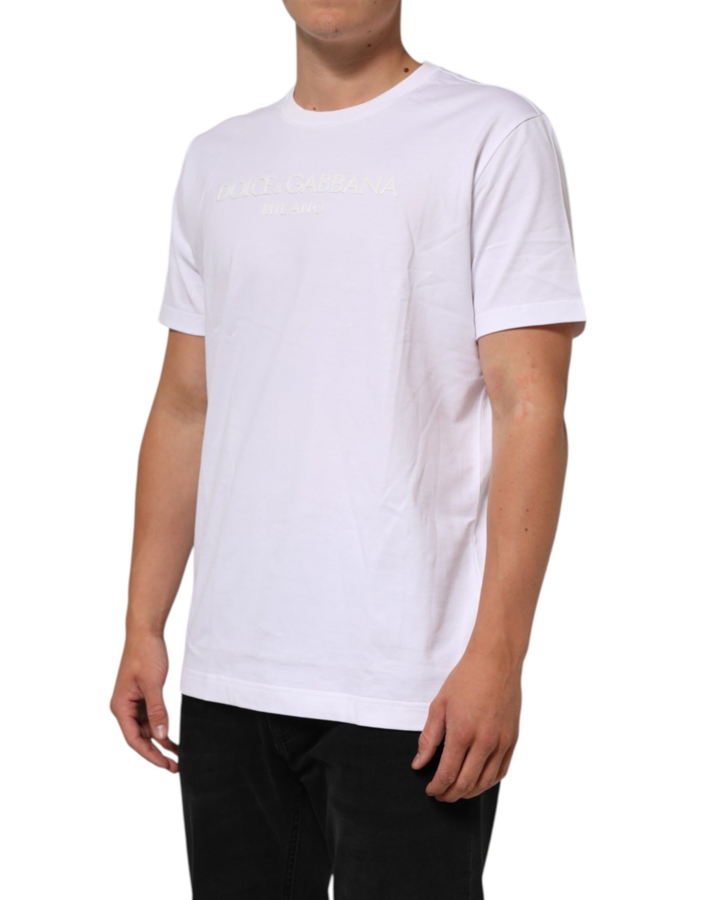 Dolce & Gabbana Weißes Baumwoll-T-Shirt mit Rundhalsausschnitt und kurzen Ärmeln