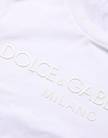 Dolce & Gabbana Weißes Baumwoll-T-Shirt mit Rundhalsausschnitt und kurzen Ärmeln