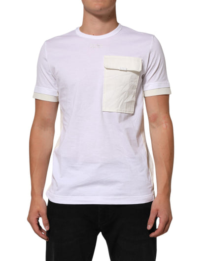 Dolce & Gabbana Weißes Baumwolltaschen-T-Shirt mit kurzen Ärmeln für Männer