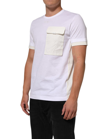 Dolce & Gabbana Weißes Baumwolltaschen-T-Shirt mit kurzen Ärmeln für Männer