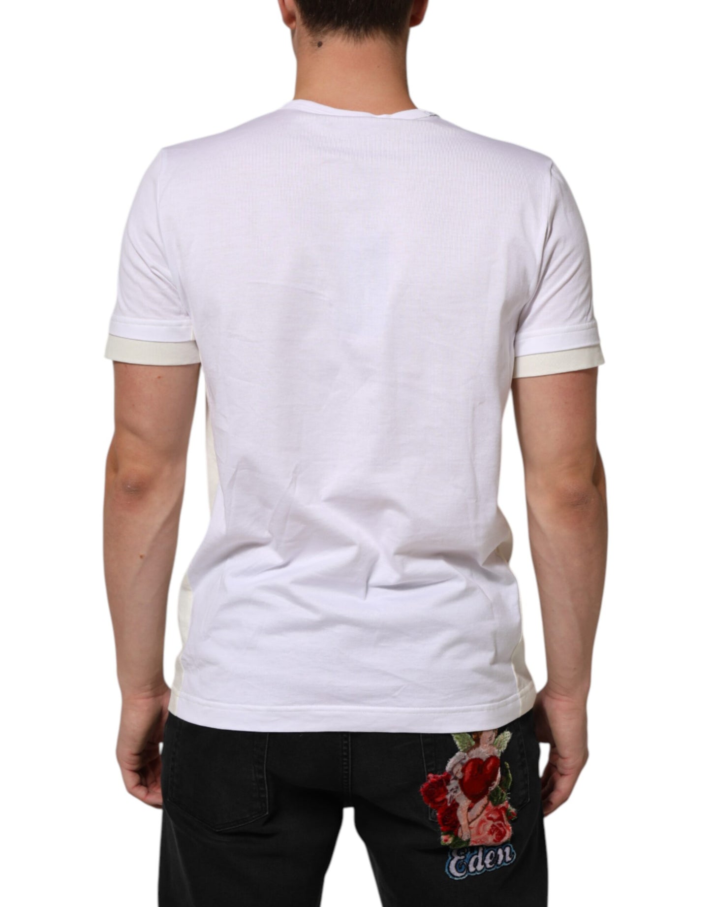 Dolce & Gabbana Weißes Baumwolltaschen-T-Shirt mit kurzen Ärmeln für Männer