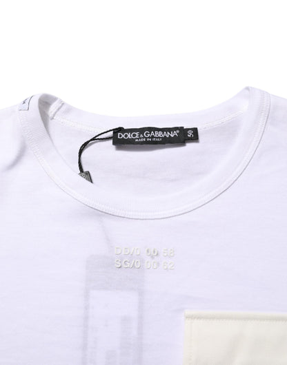 Dolce & Gabbana Weißes Baumwolltaschen-T-Shirt mit kurzen Ärmeln für Männer