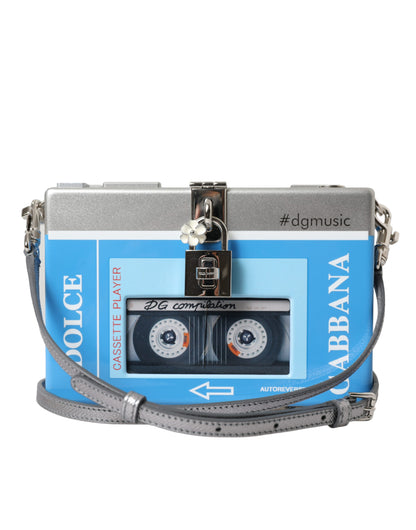 Dolce & Gabbana Blau Silber Holz Walkman Box Clutch Schulter Tasche Borse